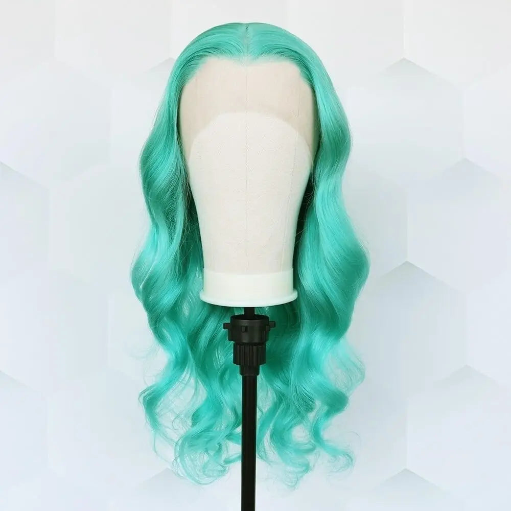 Mint Green Brazilian Human Hair Wig 13X6 HD Transparent Lace Front Pre Plucked 180 250 Density Body Wave 28 Inch Wigs For Women XINXIYA WIG US Store Store ID 1103576649