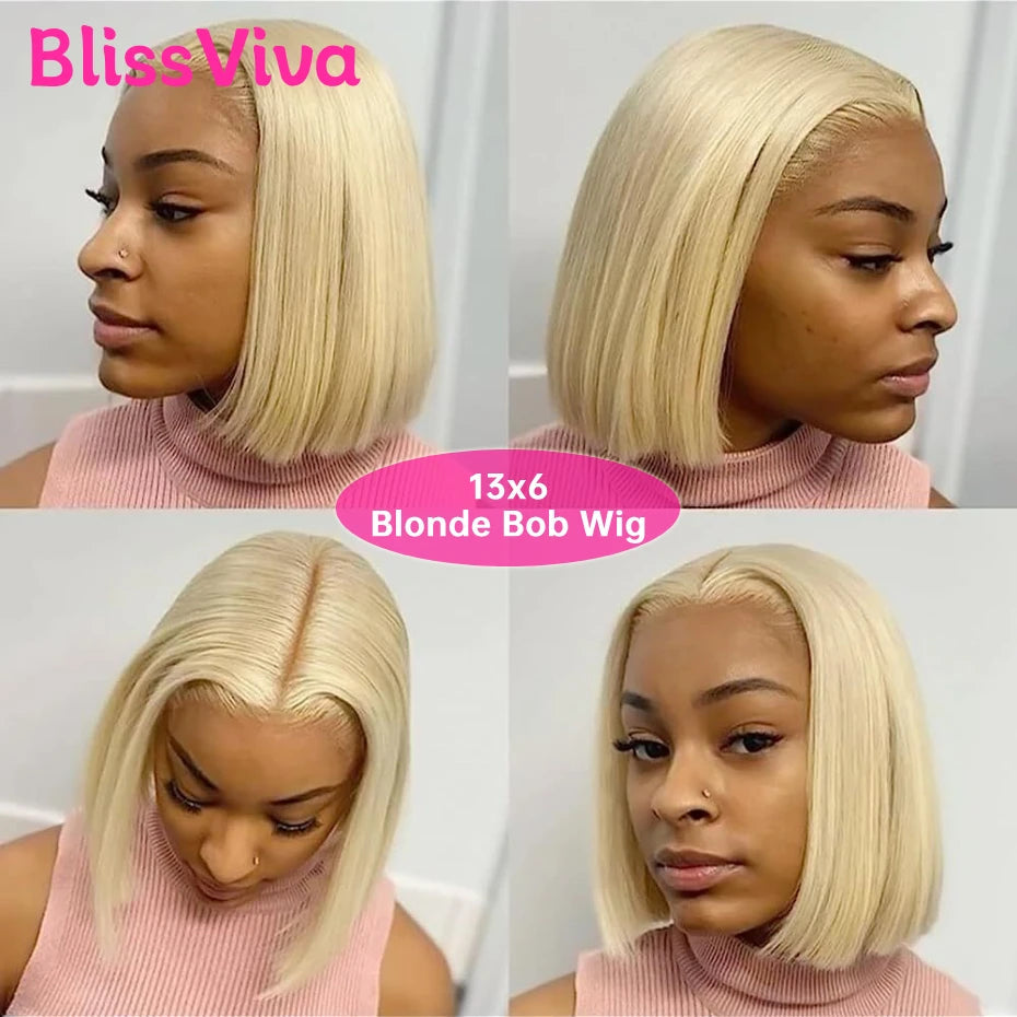 13x6 Short Bob Wigs Silver Grey Lace Front Wigs Human Hair Pre Plucked Ash Gray Blonde 613 Lace Frontal Wig Human Hair Bob Wig BlissViva Hair Store 1103372311