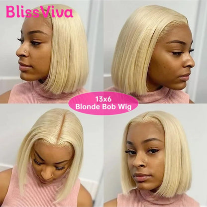 13x6 Short Bob Wigs Silver Grey Lace Front Wigs Human Hair Pre Plucked Ash Gray Blonde 613 Lace Frontal Wig Human Hair Bob Wig BlissViva Hair Store 1103372311