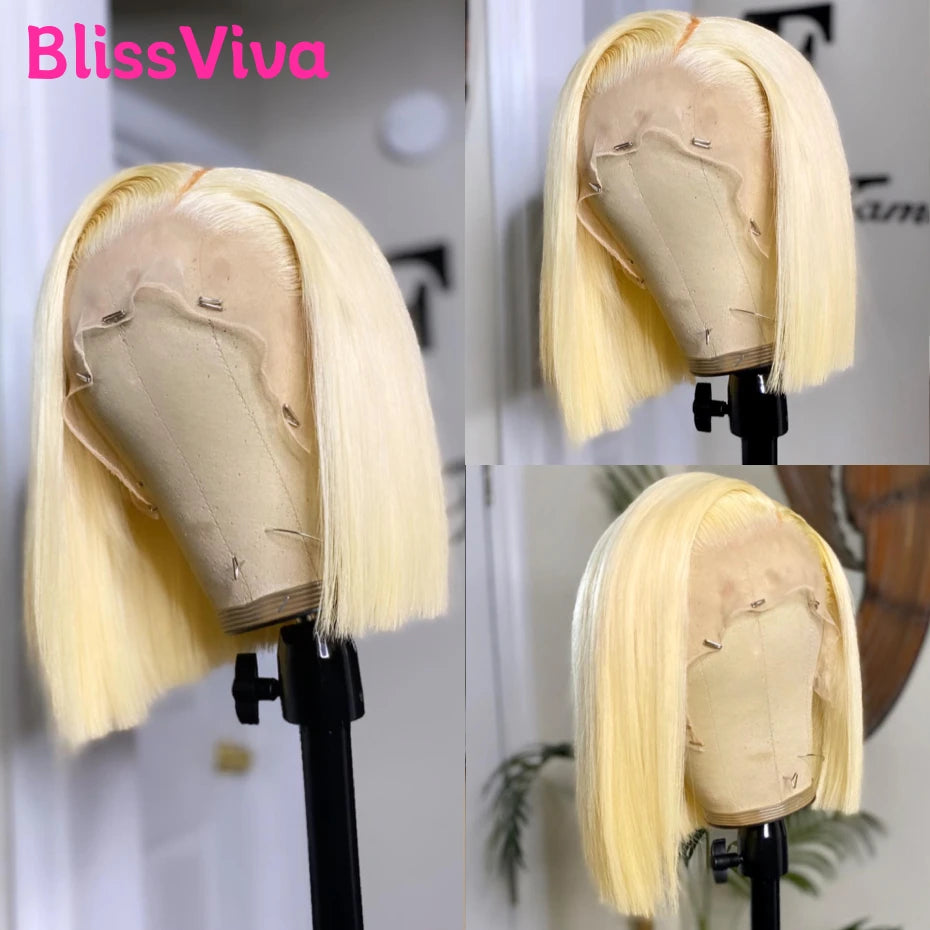 13x6 Short Bob Wigs Silver Grey Lace Front Wigs Human Hair Pre Plucked Ash Gray Blonde 613 Lace Frontal Wig Human Hair Bob Wig BlissViva Hair Store 1103372311