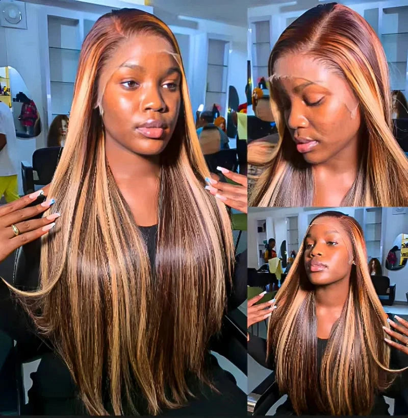 Highlight Wig 13x6 Hd Lace Frontal Wig Natural Hairline PrePlucked 30 Inch 13x4 Honey Blonde Straight Lace Front Wigs Human Hair Lafino Beauty Hair US Store Store ID 1103585107