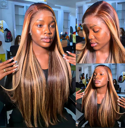 Highlight Wig 13x6 Hd Lace Frontal Wig Natural Hairline PrePlucked 30 Inch 13x4 Honey Blonde Straight Lace Front Wigs Human Hair Lafino Beauty Hair US Store Store ID 1103585107