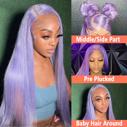Straight Purple HD Lace Front Human Hair Wigs For Women Pre Plucked Brazilian Colored 13x4 Lace Frontal Wig Glueless Wigs Sale Aliwig Official Store 5054205