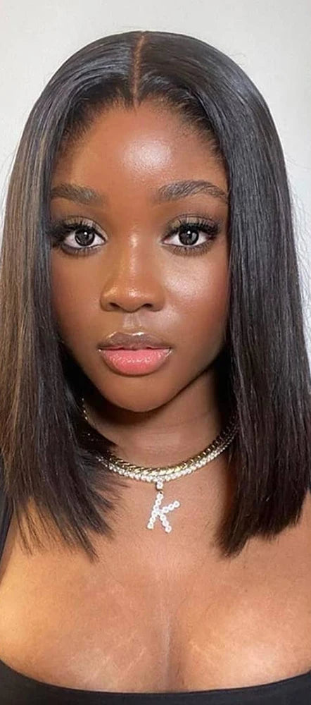 13x4 Short Bob 200 Density Natural Black Straight HD Transparent Lace Brazilian Virgin Hair Wig Full Lace Frontal Wigs For Women Wig Queen US Store Store ID 1103587128