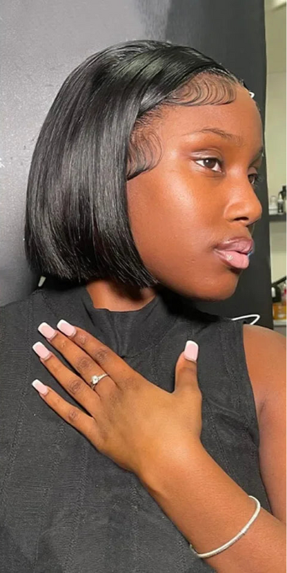 Shine Spark Wear & Go Glueless Bob Wig Lace Front Human Hair Wigs 4x4 4x6 Short Bob Straight HD Lace Frontal Wig Human Remy Hair Shine Spark Outlets Store 1103674936