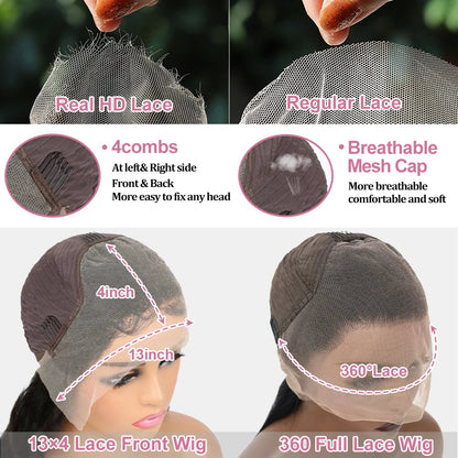 Full 360 HD Lace Frontal Human Hair Wigs PrePlucked For Women Brazilian Bone Straight 13x6 Transparent Lace Front Human Hair Wig Classyhair Store Store ID 1103578707