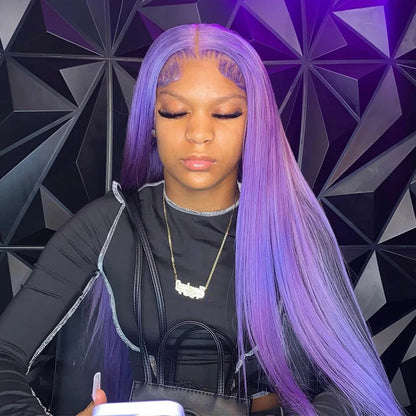 Straight Purple HD Lace Front Human Hair Wigs For Women Pre Plucked Brazilian Colored 13x4 Lace Frontal Wig Glueless Wigs Sale Aliwig Official Store 5054205