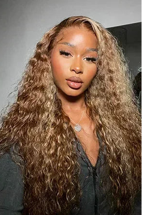 Highlight Brown Deep Wave 13x6 HD Lace Frontal Wig Honey Blonde Water Wave Wear Go Glueless 6x4 HD Lace Front Human Hair Wigs HairStar Wigs