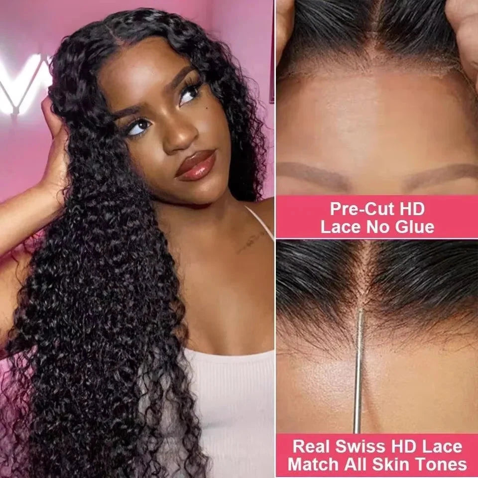 7x6 Glueless Burmese Curly Wigs HD Transparent Lace Frontal Wigs With Spiral End Burmese Curly Human Hair Wigs 220% Density HairStar Wigs