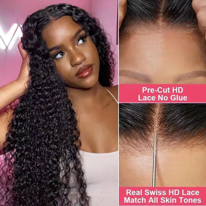 7x6 Glueless Burmese Curly Wigs HD Transparent Lace Frontal Wigs With Spiral End Burmese Curly Human Hair Wigs 220% Density HairStar Wigs