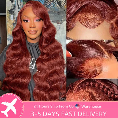 200 density Reddish Brown Body Wave 13x6 Hd Lace Front Human Hair Wig Brazilian 36 Inch Transparent Body Wave Lace Frontal Wigs Sierde Hair Store Store ID 1104033622