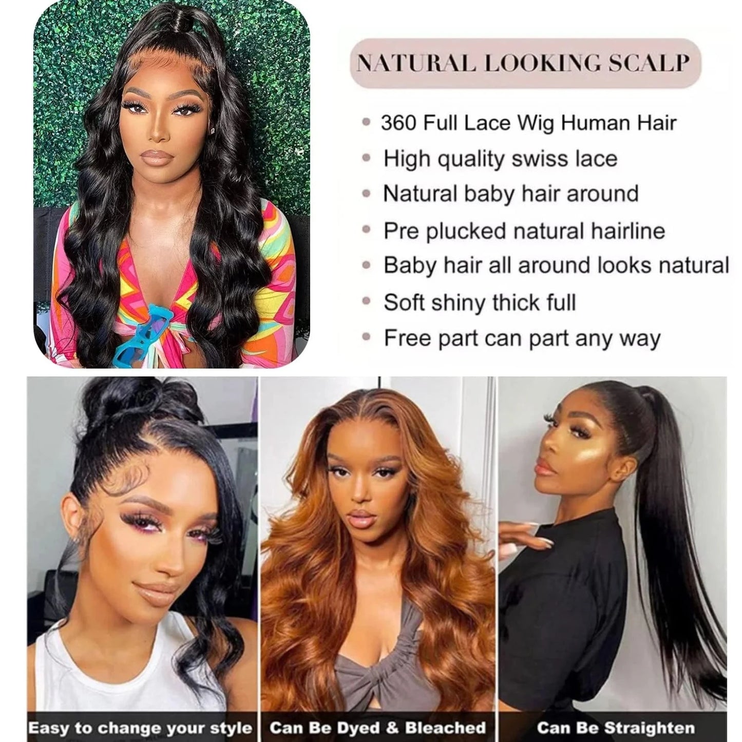 Hidden Strap Drawstring Wig 360 Lace Front Wigs Human Hair 250 Density Body Wave Frontal 360 Full Lace Human Hair Wigs for Women FRIZIRA Moily Beauty Store 1104931493