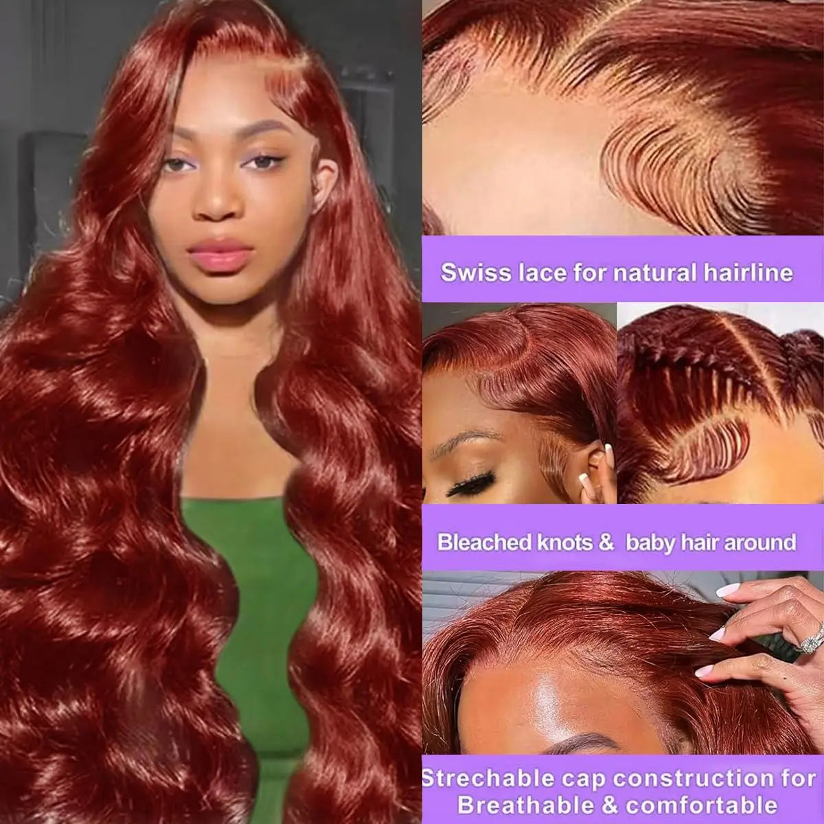 200 density Reddish Brown Body Wave 13x6 Hd Lace Front Human Hair Wig Brazilian 36 Inch Transparent Body Wave Lace Frontal Wigs Sierde Hair Store Store ID 1104033622