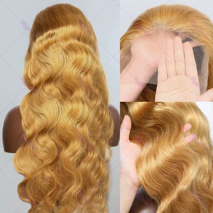 #27 Honey Blonde Wig Human Hair 100% Brazilian Body Wave Lace Front Wigs 13X6 Hd Lace Frontal Wig 250 Density Preplucked 30 Inch SIXQUEEN Wig Store Store ID 1104602052