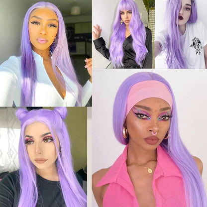 Purple Vietnamese Human Hair Wig 13X6 HD Transparent Lace Front Pre Plucked 180% 250% Density Straight 28 32 Inch Wigs For Women XINXIYA WIG US Store Store ID 1103576649