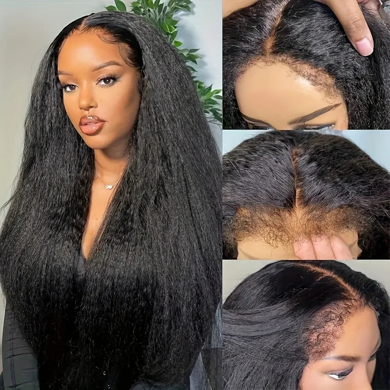 Yaki Kinky Straight 360 Full Lace Human Hair Wig with Hidden Strap Glueless Invisible Band Pre Plucked Natural Look QAANA Store Store ID 1105055089