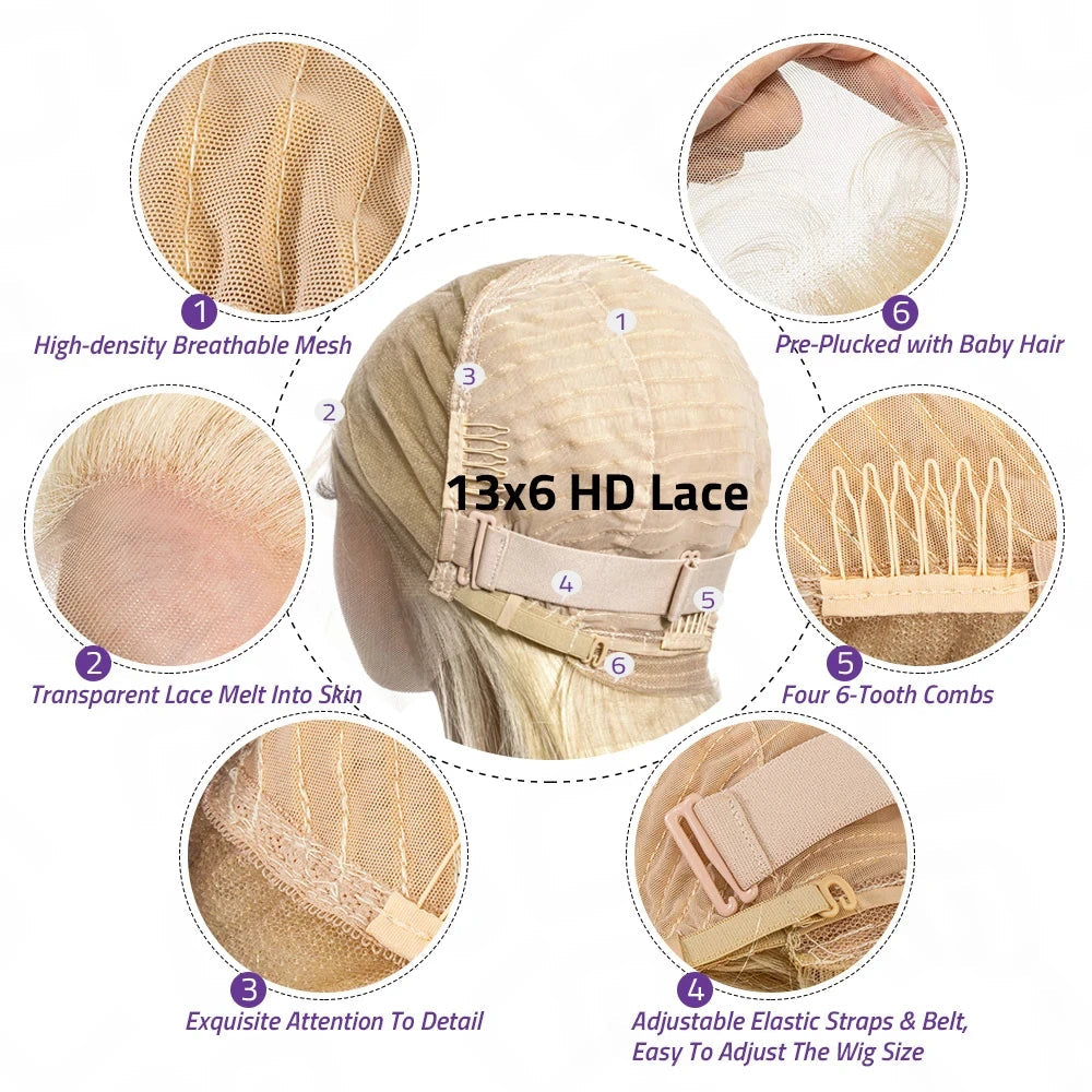 180% 613 Blonde Body Wave 13x6 HD Lace Frontal 100% Human Hair Wigs 36 Inch Honey Colored Lace Closure Front Wig for Black Women Super Wigs US Store Store ID 1104270951