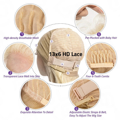 180% 613 Blonde Body Wave 13x6 HD Lace Frontal 100% Human Hair Wigs 36 Inch Honey Colored Lace Closure Front Wig for Black Women Super Wigs US Store Store ID 1104270951