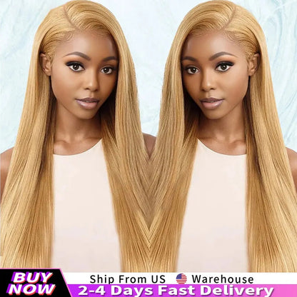 13x6 Deep Wave Lace Front Wigs Human Hair Honey Blonde HD Transparent Lace Frontal Wigs Human Hair #27 Curly Wigs Human Hair Wig HairStar Wigs