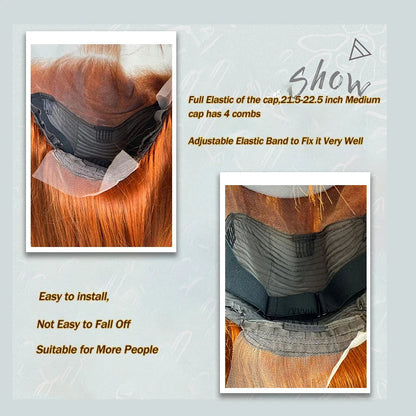 13x6 Straight Ginger Orange Lace Front Wigs Human Hair 200% Density 13x4 Transparent Lace Frontal #350 Human Hair Wig XCLS Beauty Hair Store Store ID 1104268357