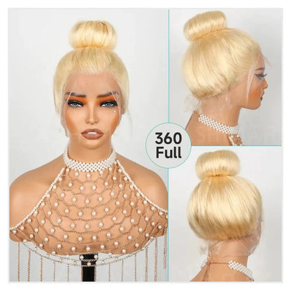 Blonde 360 Lace Frontal Wigs Human Hair 200% Density 613 Stright Lace Front Wig Human Hair Pre Plucked 360 Full Lace Wigs 38inch Hairsoboom Store 1103586186