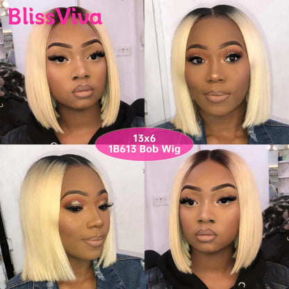 13x6 Short Bob Wigs Silver Grey Lace Front Wigs Human Hair Pre Plucked Ash Gray Blonde 613 Lace Frontal Wig Human Hair Bob Wig BlissViva Hair Store 1103372311