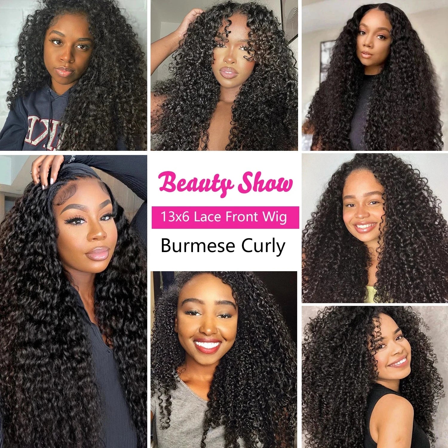 7x6 Glueless Burmese Curly Wigs HD Transparent Lace Frontal Wigs With Spiral End Burmese Curly Human Hair Wigs 220% Density HairStar Wigs