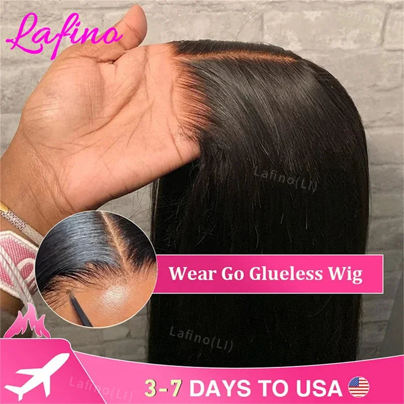 Glueless Wigs Human Hair Ready To Wear Bone Straight Lace Front Wigs Human Hair 4x4 5x5 Pre Cut Hd Lace Closure Wigs For Women Lafino Hair Wig Store 1103410090