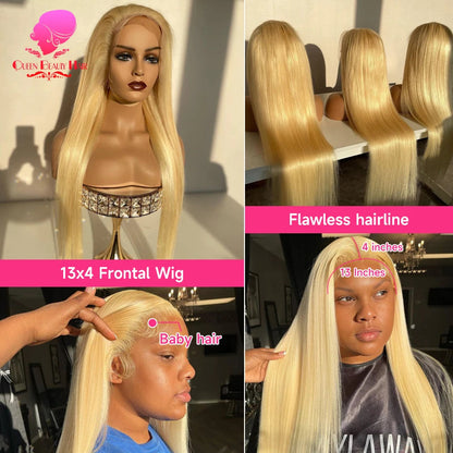 13x6 360 Lace Wig Human Hair Pre Plucked 613 Blonde Colored Lace Front Wigs Bone Straight Ponytail Human Hair Lace Frontal Wig XINXIYA WIG US Store Store ID 1103576649