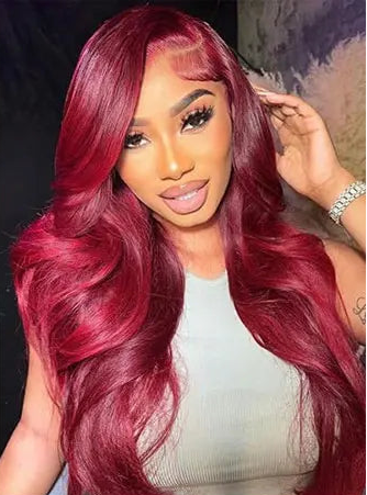 99j  Burgundy  HD  Transparent  Lace  200% Density 13x4 Frontal Lace Colored Body Wave Frontal Colored wig Human Hair Wig HairStar Wigs