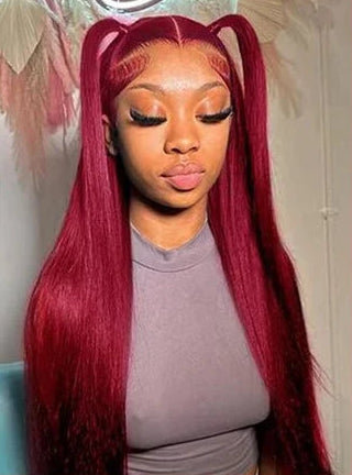 250 Density Human Hair 99J Burgundy Straight 13x6 HD Lace Frontal Wig Pre Preplucked Red Wine 13x4 Lace Front Wigs For Women HairStar Wigs