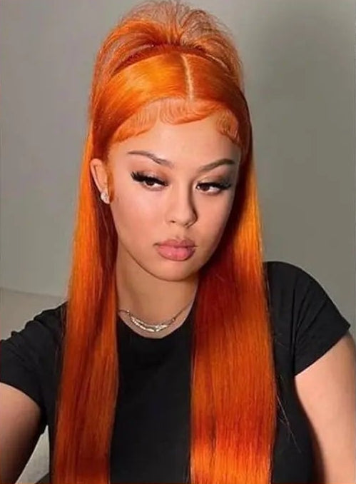 Ginger Wig Human Hair 13x6 Lace Front Wig Straight HD Transparent Pre Plucked 220% Density #350 Colored Human Hair Wig For Women HairStar Wigs