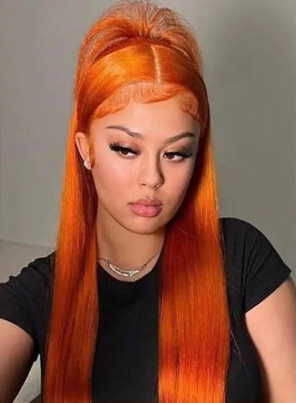 Ginger Wig Human Hair 13x6 Lace Front Wig Straight HD Transparent Pre Plucked 220% Density #350 Colored Human Hair Wig For Women HairStar Wigs