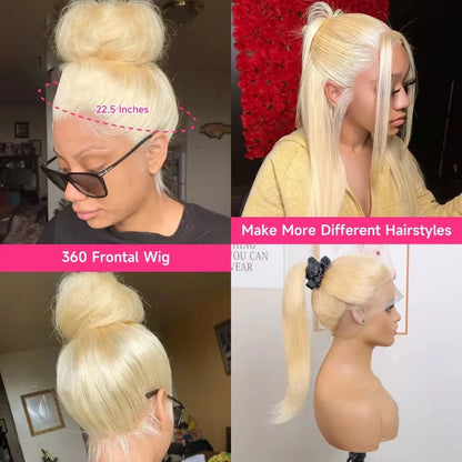 Blonde 360 Lace Frontal Wigs Human Hair 200% Density 613 Stright Lace Front Wig Human Hair Pre Plucked 360 Full Lace Wigs 38inch Hairsoboom Store 1103586186