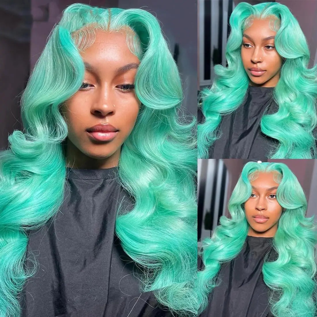 Mint Green Brazilian Human Hair Wig 13X6 HD Transparent Lace Front Pre Plucked 180 250 Density Body Wave 28 Inch Wigs For Women XINXIYA WIG US Store Store ID 1103576649
