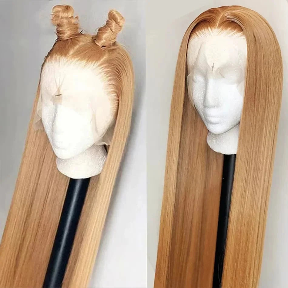 Straight Human Hair Wigs 27 Honey Blonde 13X6 Hd Lace Frontal Wig 100% Human Hair 230 Density Pre Plucked Brazilian Wigs 38 Inch Afybea GlowHair Store 1105053546