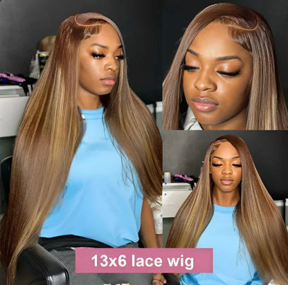 Highlight Wig 13x6 Hd Lace Frontal Wig Natural Hairline PrePlucked 30 Inch 13x4 Honey Blonde Straight Lace Front Wigs Human Hair Lafino Beauty Hair US Store Store ID 1103585107