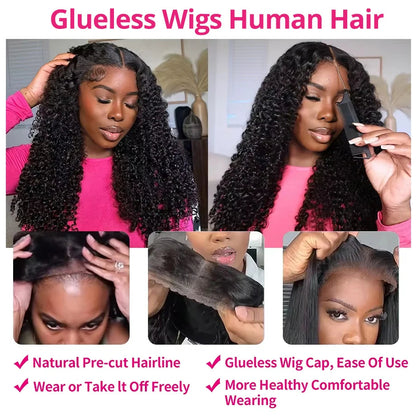 Glueless Wigs Human Hair Ready To Wear Pre Cut 4x4 5x5 Hd Lace Closure Deep Wave Curly Human Hair Wigs Brazilian Water Wave Wig Nneka Hair Store 1102997309