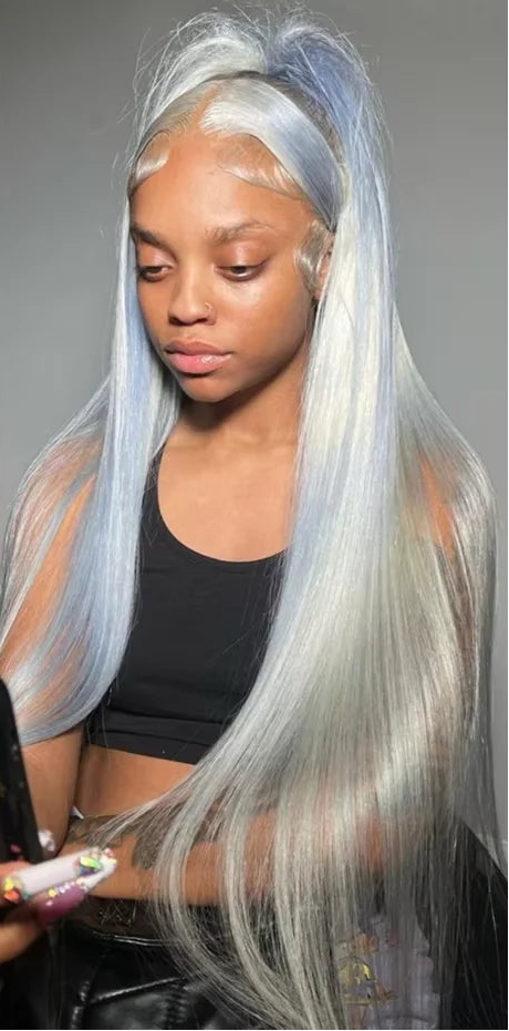 13x6 Silver Grey Straight Lace Front Human Hair Wigs Pre Plucked 613 Blonde Body Wave Frontal Wigs For Women Brazilian Hair Wigs Verochic Store Store ID 1104704776
