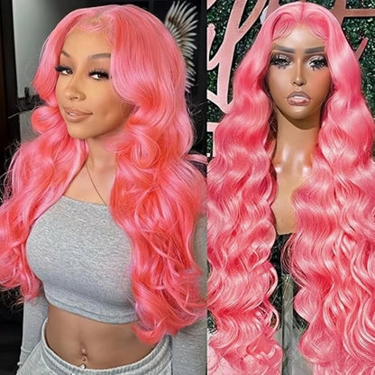 30 Inch Pink Lace Front Wig Human Hair 13x6 Water Wave Hd Lace Frontal Wig For Women Body Wave Brazilian Light Pink Colored Wigs HEYJU Hair US Store Store ID 1103597371