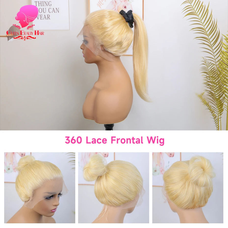 13x6 360 Lace Wig Human Hair Pre Plucked 613 Blonde Colored Lace Front Wigs Bone Straight Ponytail Human Hair Lace Frontal Wig XINXIYA WIG US Store Store ID 1103576649
