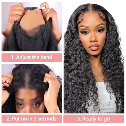 Water wave glueless preplucked 40 30 inch lace front curly wigs on sale Deep wave 5x5 hd lace frontal human hair wig wear and go Store name: Store ID: Open since: Lafino Boutique Store 1103420058