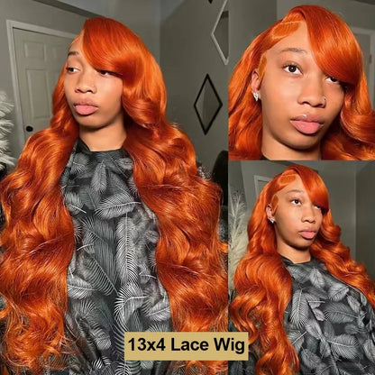 Orange Ginger Lace Front Wigs Human Hair Body Wave 13x6 HD Lace Frontal Wig Colored Brazilian Hair Wig 13x4 Transparent Lace Wig HEYJU Hair US Store Store ID 1103597371