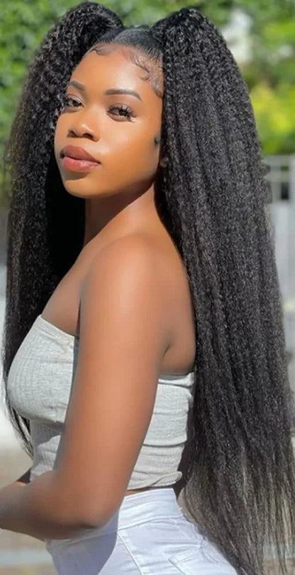 Kinky Straight Human Hair Wigs 13x4 Lace Front Human Hair Wigs For Women Brazilian Pre Plucked Yaki Straight Lace Frontal Wigs Qiwig Us Store Store ID 1104304813