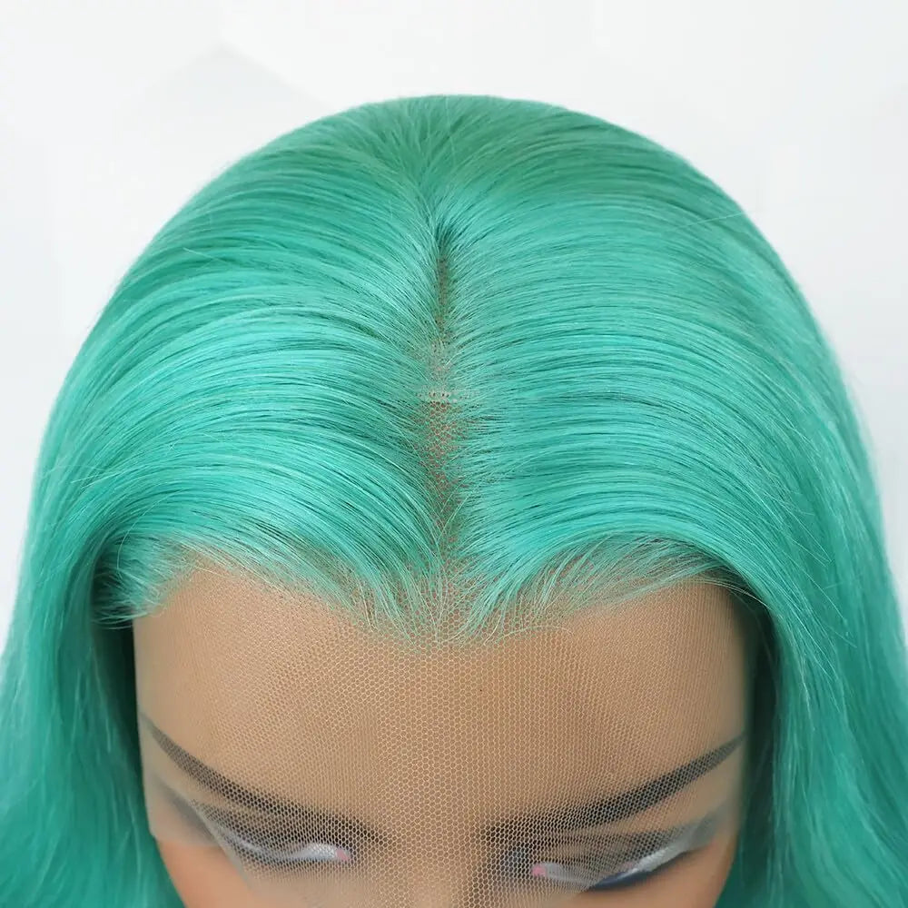 Mint Green Brazilian Human Hair Wig 13X6 HD Transparent Lace Front Pre Plucked 180 250 Density Body Wave 28 Inch Wigs For Women XINXIYA WIG US Store Store ID 1103576649