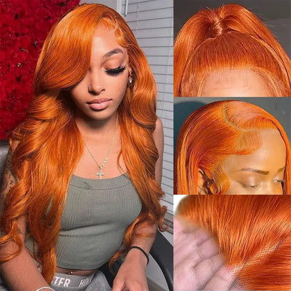 Orange Ginger Lace Front Wigs Human Hair Body Wave 13x6 HD Lace Frontal Wig Colored Brazilian Hair Wig 13x4 Transparent Lace Wig HEYJU Hair US Store Store ID 1103597371