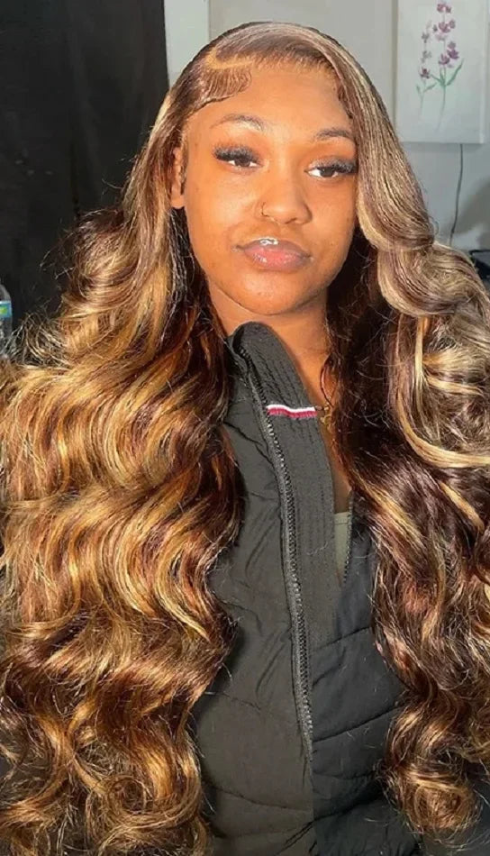 Lafino Body Wave 13x4 Hd Lace Frontal Wigs Highlight Wig Human Hair 13x6 Hd Lace Frontal Wig Loose Body Wave Colored Brazilian Lafino Beauty Hair US Store Store ID 1103585107