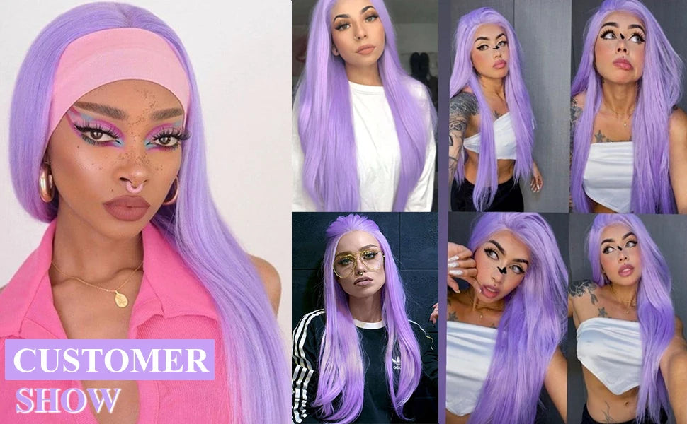 Purple Vietnamese Human Hair Wig 13X6 HD Transparent Lace Front Pre Plucked 180% 250% Density Straight 28 32 Inch Wigs For Women XINXIYA WIG US Store Store ID 1103576649
