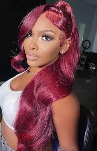 99J Burgundy Lace Frontal Wig 13x6 Body Wave Lace Front Wig13x4 HD Transparent Lace Frontal Wig Human Hair wig 99j Red Color Super Wigs US Store Store ID 1104270951