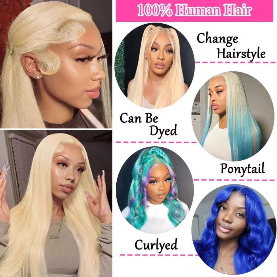 613 Hd Lace Frontal Wigs 13X6 Lace Front Wigs Blonde Straight Human Hair Wigs 40 Inch 230 Density Brazilian Hair For Black Women Afybea GlowHair Store 1105053546